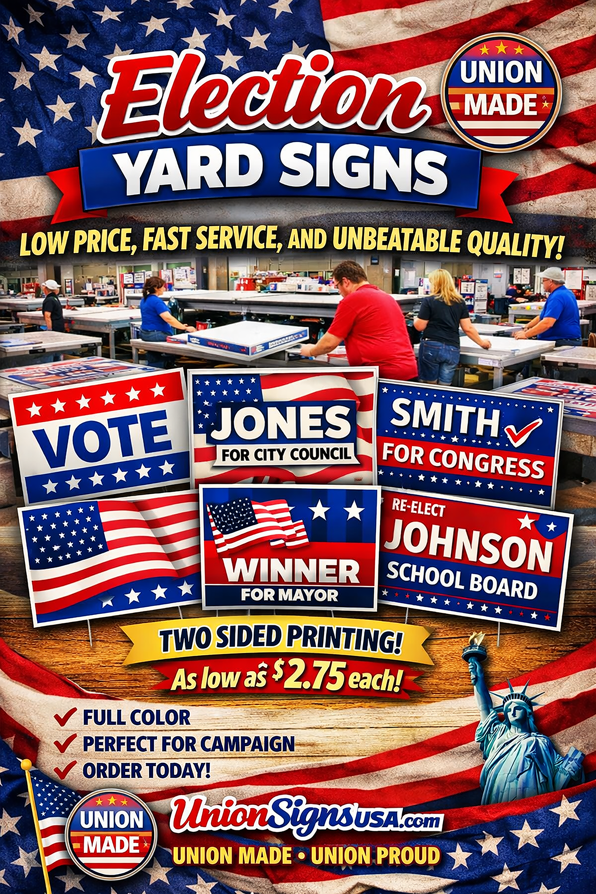 YARD SIGNS 24" x 18" PRINTED TWO SIDED WITH BLEED
